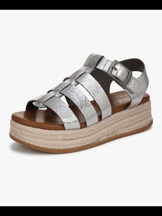 Brand New Blowfish Malibu Silver Metallic Espadrille Platform Sandals - Picture 2 of 3